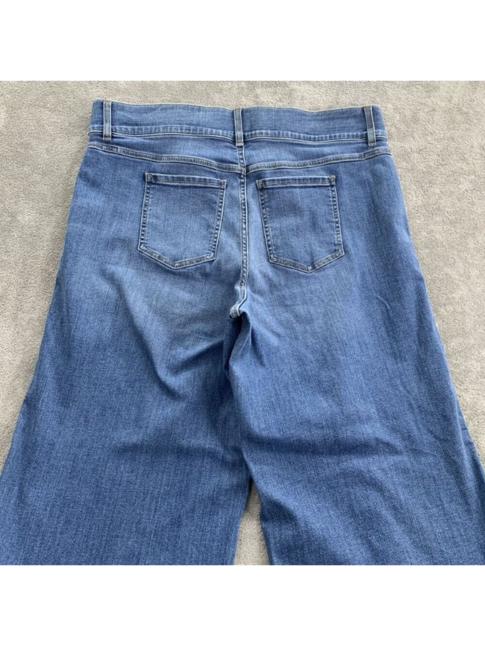 Spanx Jeans Womens Size 3X Petite Blue Denim Seamed Front Wide Leg Pull On Boho - Picture 10 of 10